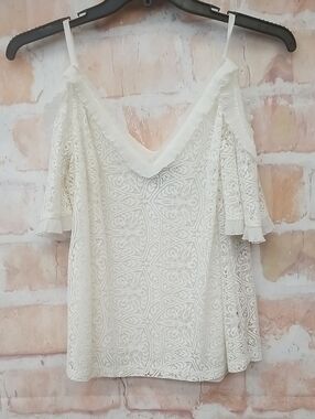 White House Black Market White Lace Top